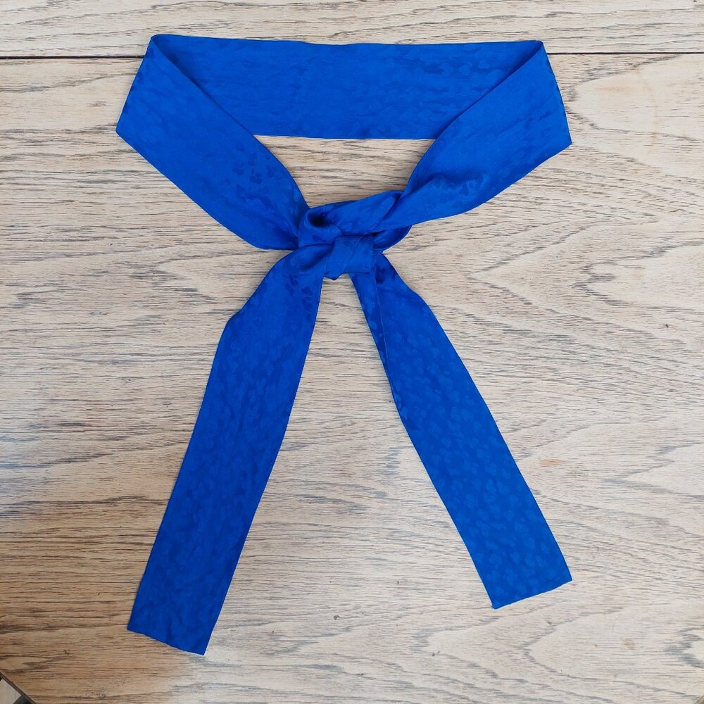FREE WITH PURCHASE Wide blue satin sash tie belt - Picture 5 of 6